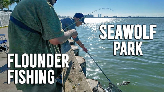 Flounder fishing at Seawolf Park in Galveston, Texas