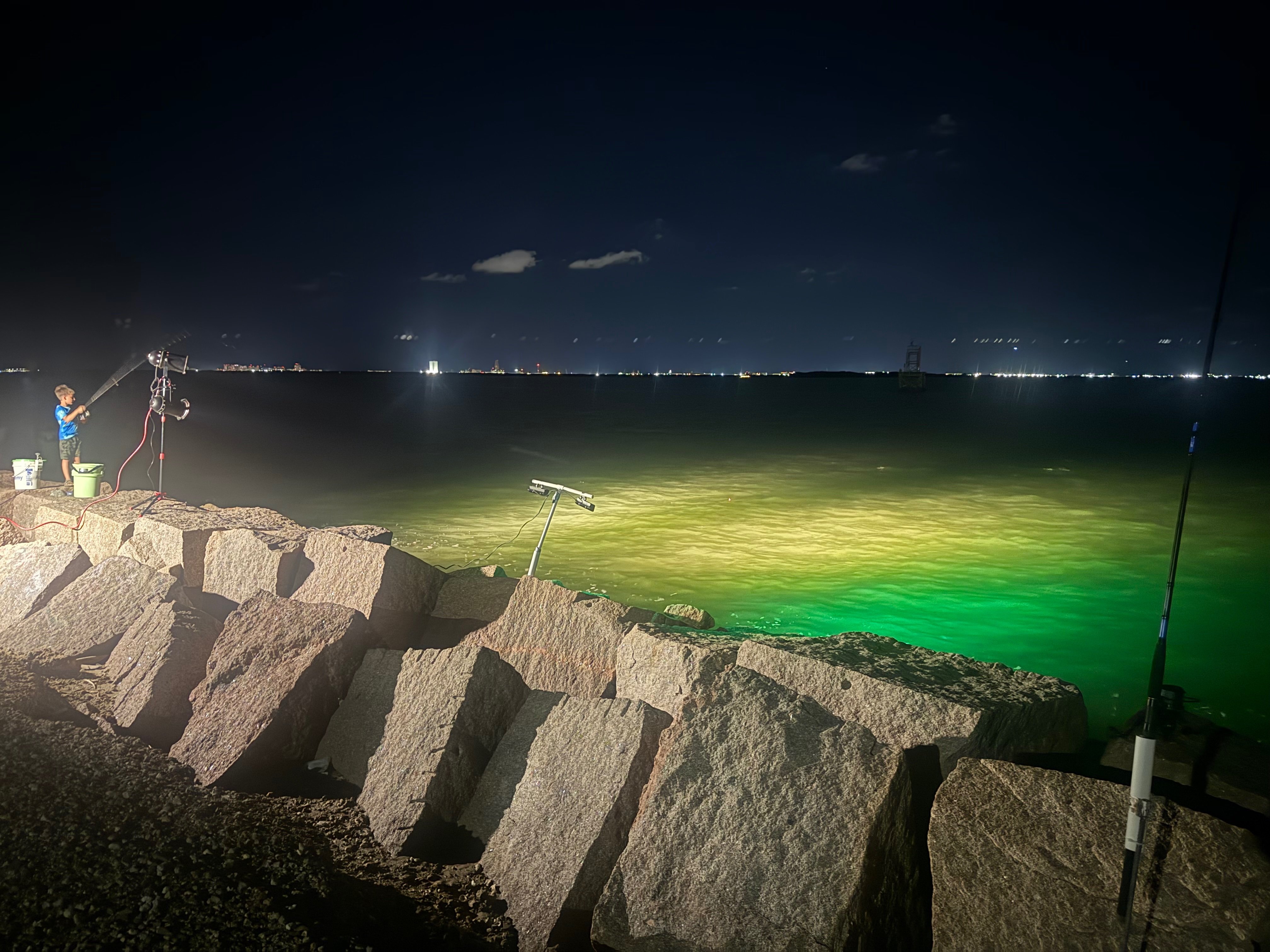 Texas city dike tonight and I’m curious about these green lights now.